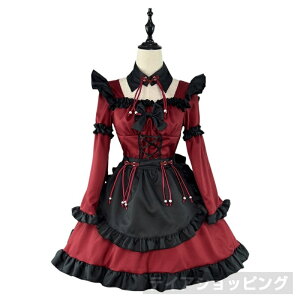 小悪魔 ロリータ ドレス ワンピース メイド服 プリンセス クリスマス ドレス Lolita 甘ロリ ロリィタ イベント パーティー ステージ 衣装 仮装 大きいサイズ フォーマル ベルベット ロング丈