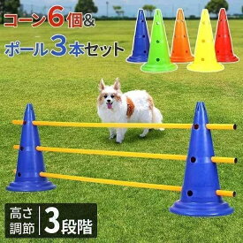 ドッグアジリティ トレーニング コーン ポール セット アジリティー 犬 ジャンプバー ハードル 犬用 ドッグ 障害物 柵 競技 競争 練習