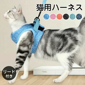 猫 猫用 ハーネス リード 胴輪 犬猫兼用 ねこ ネコ キャット 小型犬 中型犬 ソフト胸あて リード付き 抜けない ソフトハーネス 超軽量
