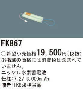 ������ �[���񓚒v���܂� �p�i�\�j�b�N FK867 �U�����E���Ɩ����p�o�b�e���[