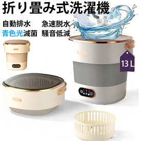 小型洗濯機 13L大容量 サッと洗える 折りたためる ミニ洗濯機 【3分間で85%の乾燥効果 60 W高性能静音モータ メーカー保証1年】 折り畳み ポータブル コンパクト 下着 靴下 ベビー服 タオル 洗浄 消臭 急速脱水 寮 アパート 旅行 家庭
