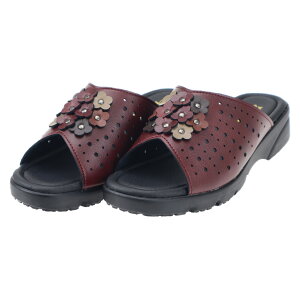 文和 4104 エンジ オープントウ サンダル レディース 婦人 母の日 ギフト 国産 ヘップ 普段履き 庭作業 ブンワ