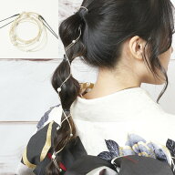 髪飾り ヘアアクセサリー Uピン Watmosphere 22W B 金 パール ワイヤーポニー パール付きコードヘアリボ…