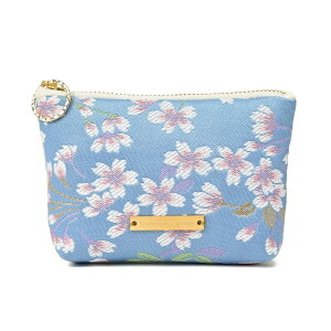 西陣織ポーチ Sサイズ 日本製 国産 Tomorrow Fabric スリムポーチ 幅12×高さ8.5×マチ2cm 和柄 桜 唐草 花水木 波 小物入れ 薄型ポーチ 印鑑ケース 花柄 ギフト プレゼント ラッピング対応 母の日 父