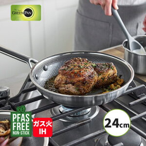 �t���C�p�� 24cm APEX IH�E�K�X�ΑΉ� PFAS�t���[ �t�b�f�s�g�p GREENPAN �H��@�Ή� ������� �L�b�`���p�i �O���[���p�� CC010628-104