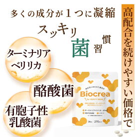糖質 脂質に ターミナリアベリリカ 酪酸菌 活性酵素サプリ Biocrea ビオクレア 270粒 54g 国内製造 サプリメント イヌリン 油もの 食習慣ケア