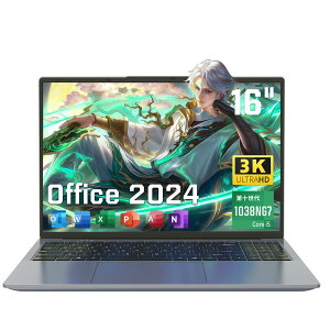 �yOffice 2024���ځz16�C���` �m�[�g�p�\�R�� Windows11 Pro / 3K���𑜓x�i3072×1920�j/ Core i5-1038NG7 / 16GB DDR4 / 512GB NVMe SSD / 6000mAh��e�ʃo�b�e���[ / �������É���p�݌v / WiFi5�EBT4.2�EType-C���� / �r�W�l