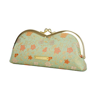 西陣織メガネケース 日本製 国産 Tomorrow Fabric がま口眼鏡ケース 幅18×高さ8.3×マチ2.5cm 和柄 桜 唐草 花水木 波 小物入れ 花柄 ギフト プレゼント ラッピング対応 母の日 父の日 敬老の日 イン