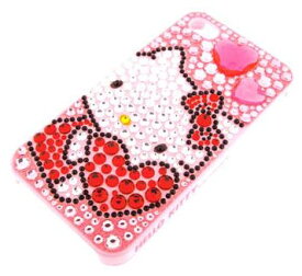 iPhone4S・4 デコ電ケース ハローキティ デコ携帯 ハート ピンクベース 赤いハート カバー キラキラ