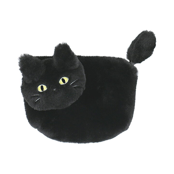 マチつき ポーチ　可愛い　黒猫