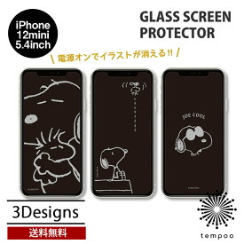 送料無料 メール便 iPhone 12 mini 5.4 gourmandise ガラススクリーンプロテクター ピーナッツ SNG-555 画面 保護 ガラス フィルム 硬度9H キズ防止 飛散防止 スヌーピー ウッドストック グルマンディーズ 2020 NEW tempoo