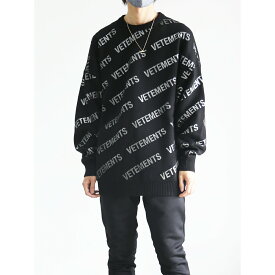 セール商品 30%OFF 送料無料 トップス VETEMENTS ヴェトモン GLITTER MONOGRAM KNITTED JUMPER / ブラック×シルバー 返品交換不可