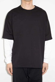 送料無料 トップス RESOUND CLOTHING リサウンドクロージング fake layered longsleave / ブラック×ホワイト 返品交換不可