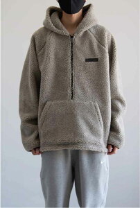 �������� �A�E�^�[ FEAR OF GOD FOG ESSENTIALS �t�B�A�I�u�S�b�h �G�b�Z���V�����Y FLEESE HALF ZIP HOODIE JACKET / �O���[ �ԕi�����s��