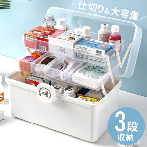救急箱 大容量 3段式 薬箱 救急ボックス 薬ケース 3段収納 家庭用 お薬ボックス 薬箱ケース 裁縫箱 メディスンボックス くすり箱 薬入れ 小物入れ ファーマシーボックス おしゃれ 透明 クリ
