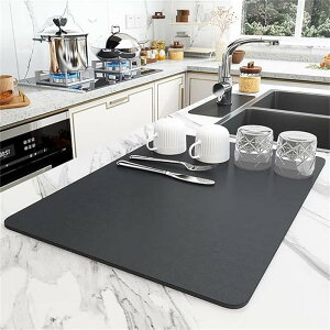 水切りマット PUレザー 食器 吸水マット ソフト 洗える 速乾吸水マット 抗菌 滑り止め 丸めて収納 耐油性 食器乾燥マット お手入れ簡単 珪藻土