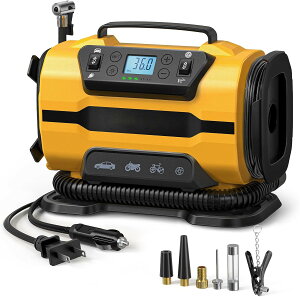 �G�A�[�R���v���b�T�[ �d����C���� 5 in 1 �^�C���E�v�[�� �����ԗp AC/DC���d 150 PSI �����d���I�t �������@�\ LED���C�g�܎�ޕϊ��m�Y�� ����/�Ď�/�p�� �S�o���u�Ή� �o�C�N ���]�� �G�A�}�b