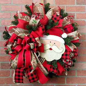 クリスマスリース リボン 鮮やかな赤い実 サンタクロース 玄関リース 花輪 ぶら下げ飾り 置物 北欧 田園風 玄関ドア 壁掛け 壁飾り クリスマス飾り付け おしゃれ インテリア 玄関 ドア 部屋
