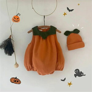 パーティ 衣装 コスプレ 男の子 女の子 子供 2点セット 衣装 サンタ クリスマス 90 80 73 66 ハロウィーン ロンパース かぼちゃ