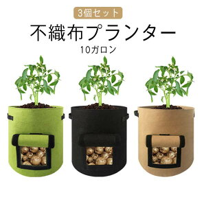 鉢 深鉢 栽培袋 根菜 布鉢 かわいい 鉢植え 果樹 花植え 野菜 大型 植木鉢 フェルトプランター 3個セット 10ガロン 不織布ポット