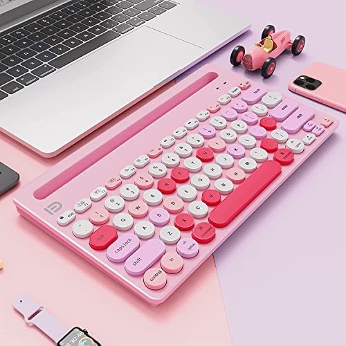 色：ピンク ワイヤレスキーボード, Bluetoothと2.4Gデュアルモード