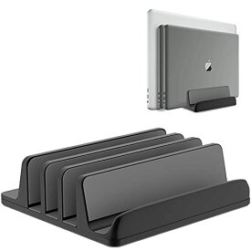 色：黒 新型4in1ノートパソコンスタンド、縦置きスタンド、冷却スタンド、幅を調整可能、アルミニウム素材、省スペース、滑り止めで、安定感があります。MacBook Pro/Air/Microsoft Surfaceのすべ