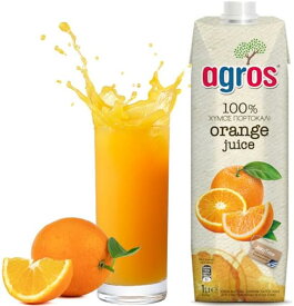 オレンジジュース 果汁100％ 無添加 agros ギリシャ産 紙パック 業務用 まとめ買い 濃縮還元 1000ML×6本セット