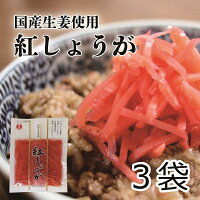 国産生姜使用 千切り 紅しょうが 牛丼、ラーメンに 合成保存料 合成着色料不使用 使いやすい 小分けサイズ 45gx3袋セット