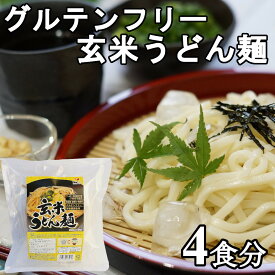 グルテンフリー　玄米うどん麺　国産玄米　小麦粉不使用　無添加　無着色　特定原材料27品目不使用　4食分　(100gx2個x2袋）