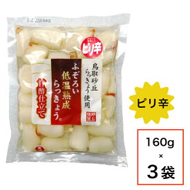 ピリ辛らっきょう 鳥取 160gx3袋 ふぞろい 無添加 低温熟成 国産 ラッキョウ漬け 甘酢漬け らっきょう 【送料無料】