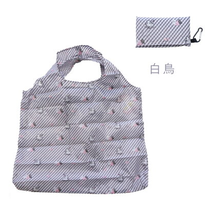 【テンダイ楽天市場店】カラビナ付きエコバッグネコキウイ白鳥ブルーオレンジグレー|えこばっぐ男性女性メンズレディース柄模様無地猫ねこ果物フルーツスワン青橙灰ダークブルーグリーングレイコンパクトカラビナ金具フックシンプル買い物袋