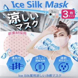 冷感マスク 3枚 冷感 アイスシルク メッシュ 涼しい 大人 夏用 洗える ひんやり クール 花粉 夏 立体 UVカット 接触冷感 マスク 飛沫 日焼け防止 マスクケース 携帯