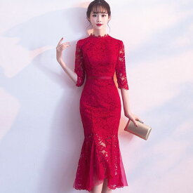 パーティードレス 韓国 個性的 赤 ドレス ワンピース プチプラ おしゃれ 即納 お呼ばれ 上品 レッド 結婚式 二次会 謝恩会 成人式 可愛い ロング エレガント レース ワンピース 半袖 大きいサイズ XS/3L/4L/5L クラシカル タイト