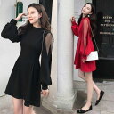 赤 ワンピース ドレス ミニワンピ ミニ キャバ 10代 ドット 赤ワンピース 普段 二次会 水玉 黒 袖あり 即納 個性的 韓国 ブラック レッド 結婚式 謝恩会 20代 パーティードレス ワンピ 長袖 かわいい 可愛い 安い プチプラ フレア お呼ばれ