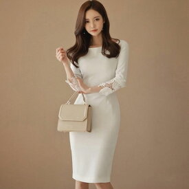 楽天市場 白 ワンピ 着丈 スカート ワンピース ドレス 膝丈 ミディ丈 ドレスのシルエットタイト ワンピース レディースファッション の通販