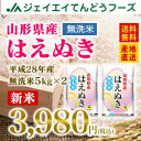 28年産 山形県産はえぬき無洗米10kg(5kg×2) 送料無料※一部地域は別途送料追加 お米 コメ 米 JA ランキングお取り寄せ