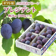 【贈答用】【希少品種】【秀品】山形県産プルーン　プレジデント約2kg(500g×4)【送料無料】※九州・沖縄…