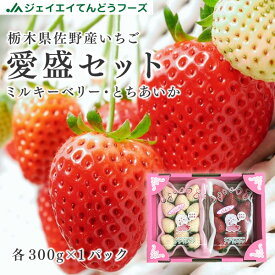いちご 栃木県佐野市産 愛盛セット ミルキーベリー とちあいか 各300g×1パック 粒数おまかせ ギフト ※一部地域は別途送料追加