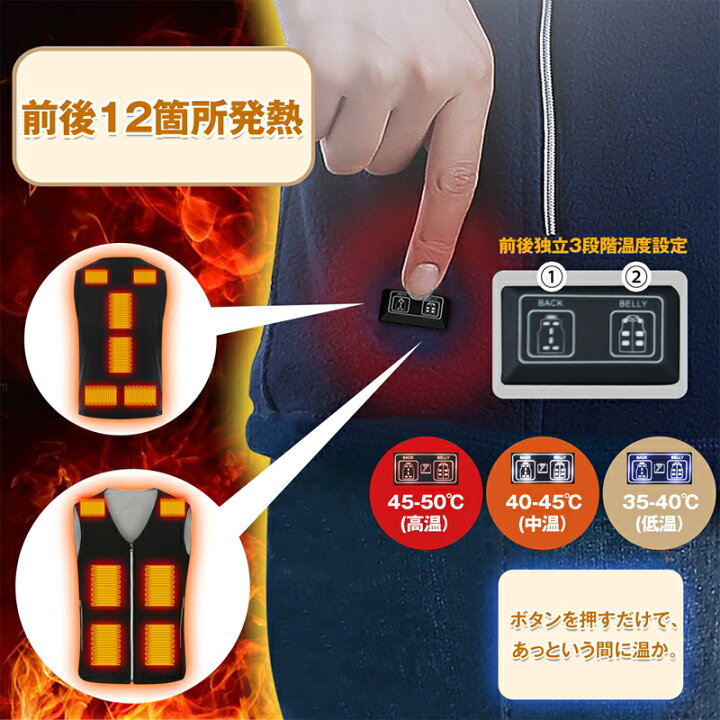 楽天市場】[PandaRio] 電熱ベスト ヒーターべスト 12つヒーター メンズ 