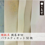 書道半切 仮名 手漉き【 半切 仮名バラエティセット 50枚 】 かな条幅 画仙紙 加工紙 清書用 楮紙系 出展…
