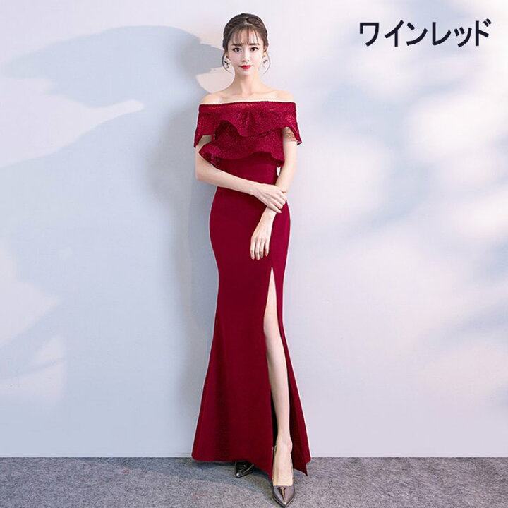 楽天市場】イブニングドレス 黒 スリット セクシー ブラック  