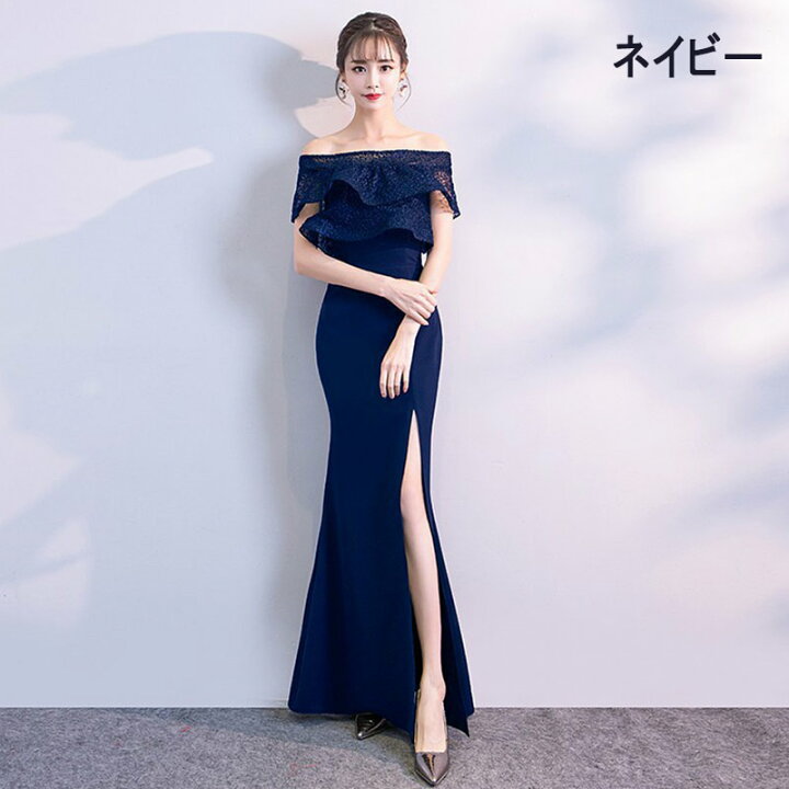 楽天市場】イブニングドレス 黒 スリット セクシー ブラック  