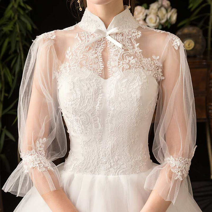 楽天市場】ウェディングドレス 立ち襟 Aライン 結婚式ドレス 二次会 