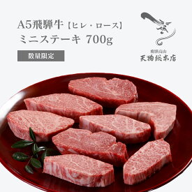 A5 飛騨牛 【ヒレ・ロース】ミニステーキ 700g 数量限定 オリジナル化粧箱 冷蔵配送 自家用・贈答用 熨斗対応 配達日時指定可