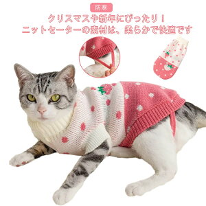 防寒 セーター 猫 イチゴ 小型犬 あたたか いちご 冬 猫服 子 ニット ネコ 防寒 キャットウェア 犬服 苺 ペット服 ドッグウエア
