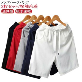 2枚セット ハーフパンツ メンズ ハーフパンツ 涼しい 半ズボン ランニング 涼しい 夏 5分丈 スポーツ 接触冷感 ドライ 吸水速乾 メッシュ 接触冷感 メッシュパンツ メンズ トレーニング 大きいサイズ ストレッチ ショートパンツ
