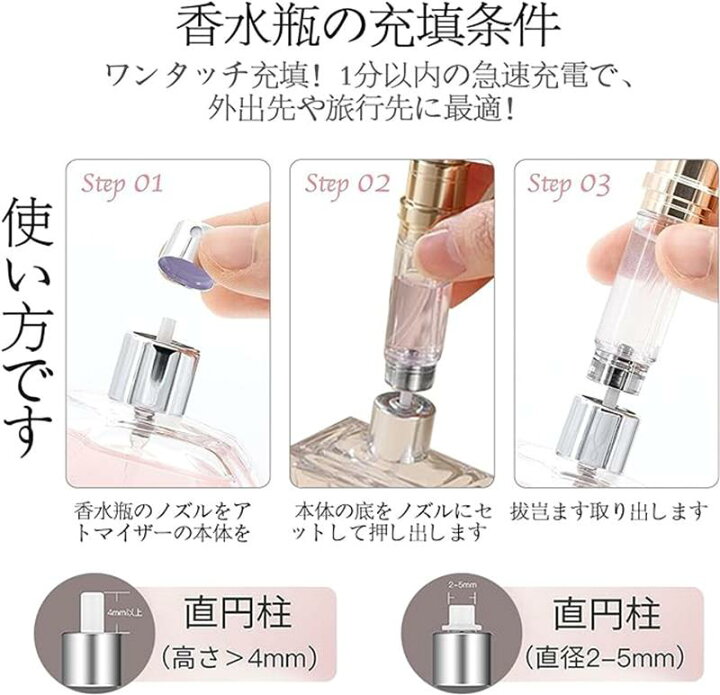 楽天市場】アトマイザー 香水 スプレー ワンタッチ補充 香水噴霧器香水 