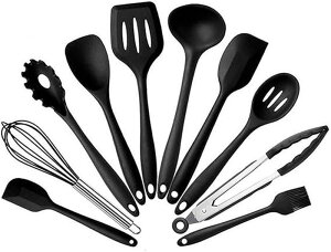 キッチンツールセット シリコン 調理器具 製菓器具 ツール10点セットフライ返し おたま トング ヘラ トング 泡立て器 ブラシ スパチュラ パスタサーバー レードル ターナー スプーン