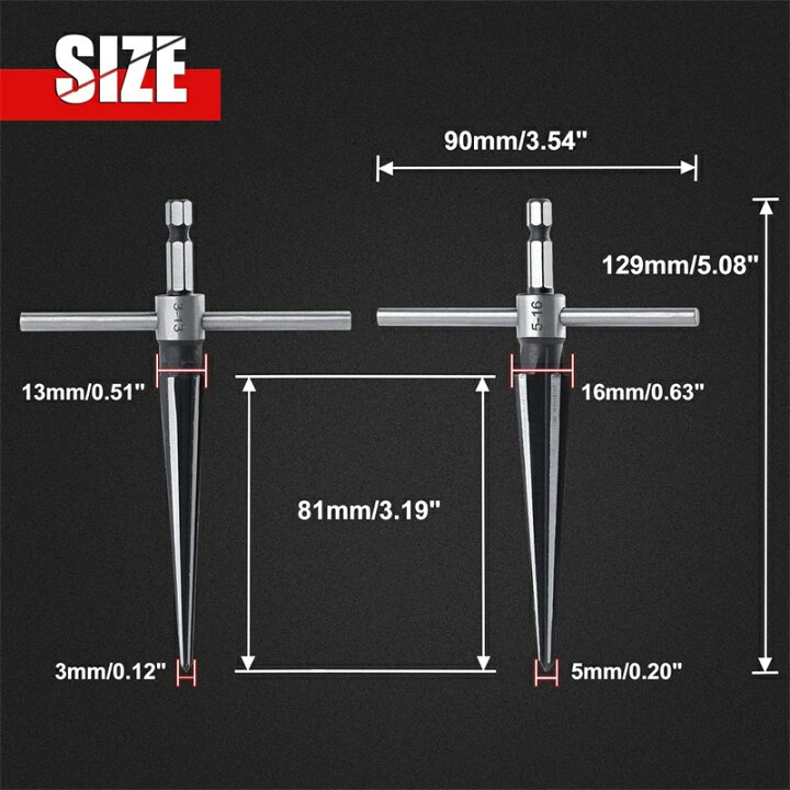楽天市場】テーパーリーマ 木工 細い T型 六角シャンク 3-13mm 5-16mm 