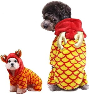犬服 龍 ペット服 秋冬 ジャケット 着ぐるみ コスプレ ドラゴンに変身 犬用おもちゃ付き 2点セット 干支 辰年 2024年 竜 動物 仮装 ドッグウエア 柔らかい 防寒 ふわふわ 暖かい 犬洋服 お出か